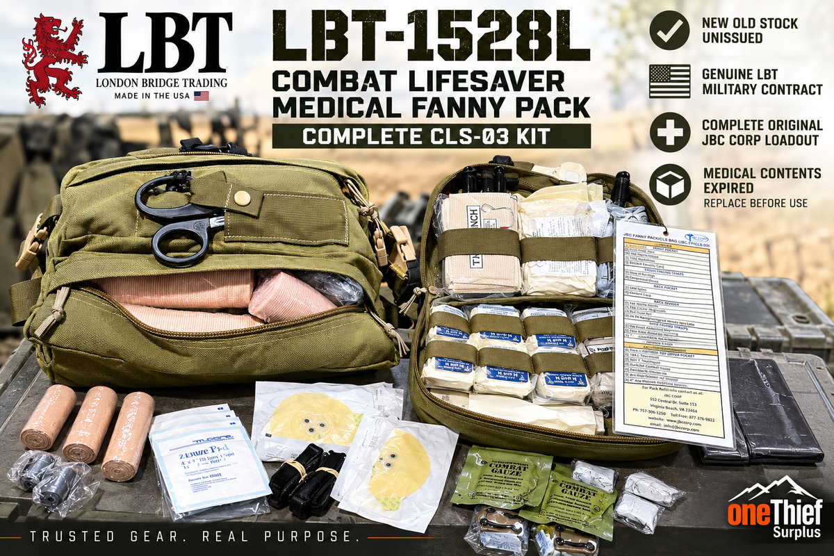 onethiefsurplus Camping & Hiking London Bridge Trading LBT-1528L Combat Lifesaver Medical Fanny Pack – Complete CLS-03 Kit | NOS