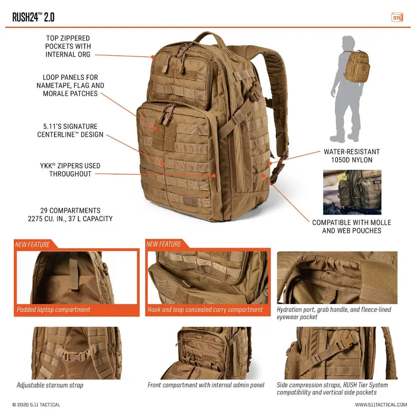 onethiefsurplus Camping & Hiking 5.11 Rush 24 Backpack