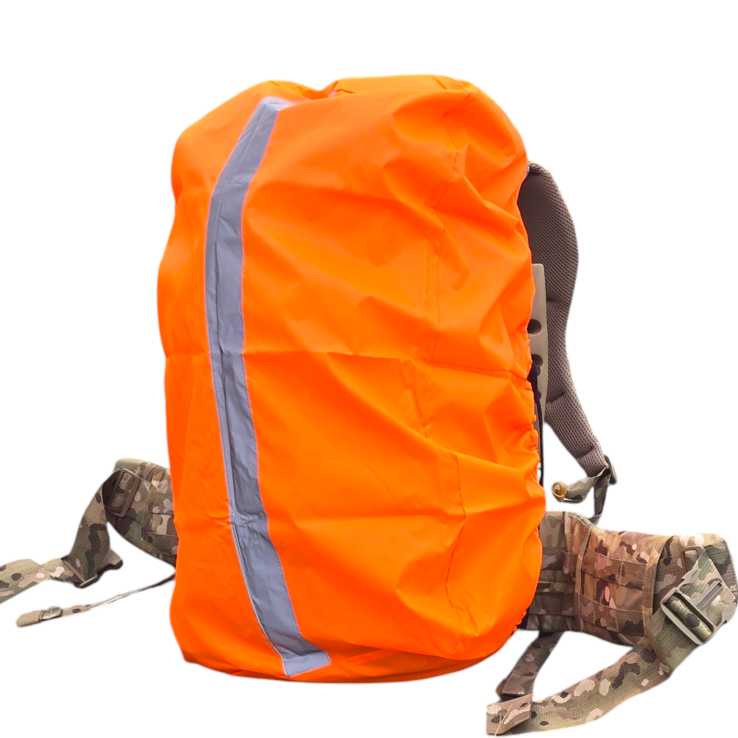 onethiefsurplus Camping & Hiking Blaze Orange Backpack Cover With Reflective Stripe