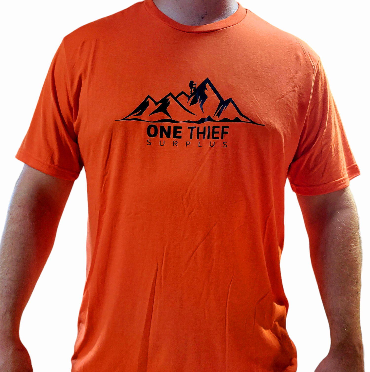 onethiefsurplus OTS Apparel Men's T Shirt (Orange W/ Black Logo)