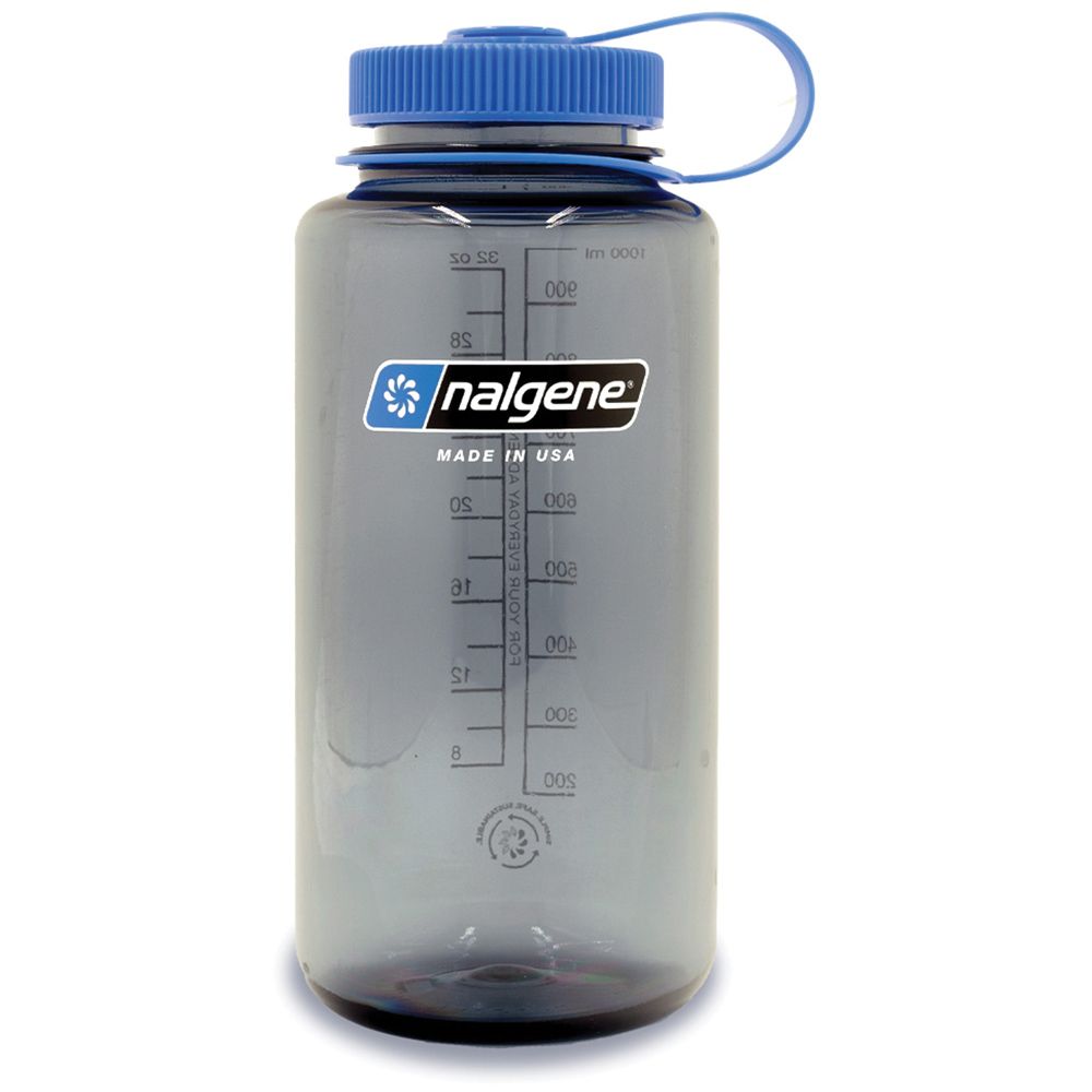 Nalgene Wide Mouth 32Oz Gray W/ Blue Lid Camping & Hiking